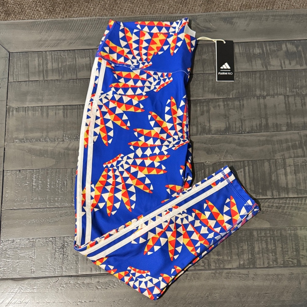 Adidas women Blue Geometric Pattern Leggings